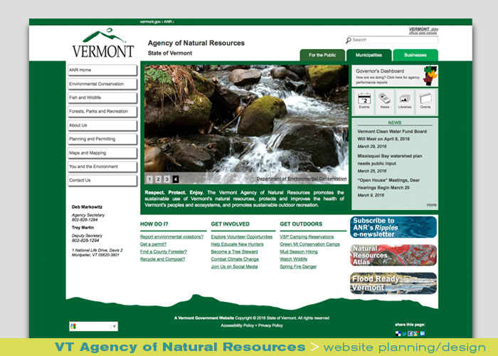 Digital Web Online_VT Agency of Natural Resources_website planning and design