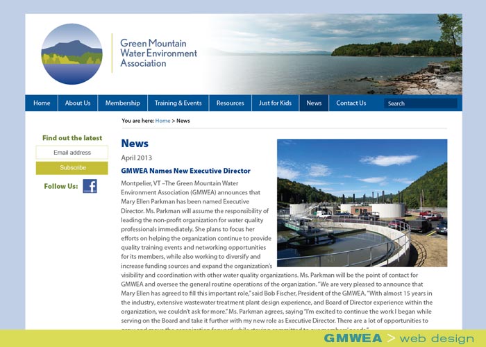 Digital Web Online_Green Mountain Water Environment Association_web design