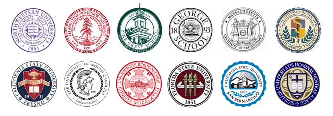 Various seal logos of colleges and universities