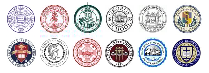 Various seal logos of colleges and universities