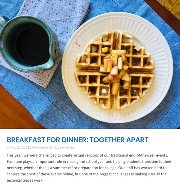 Breakfast For Dinner, Together Apart news item