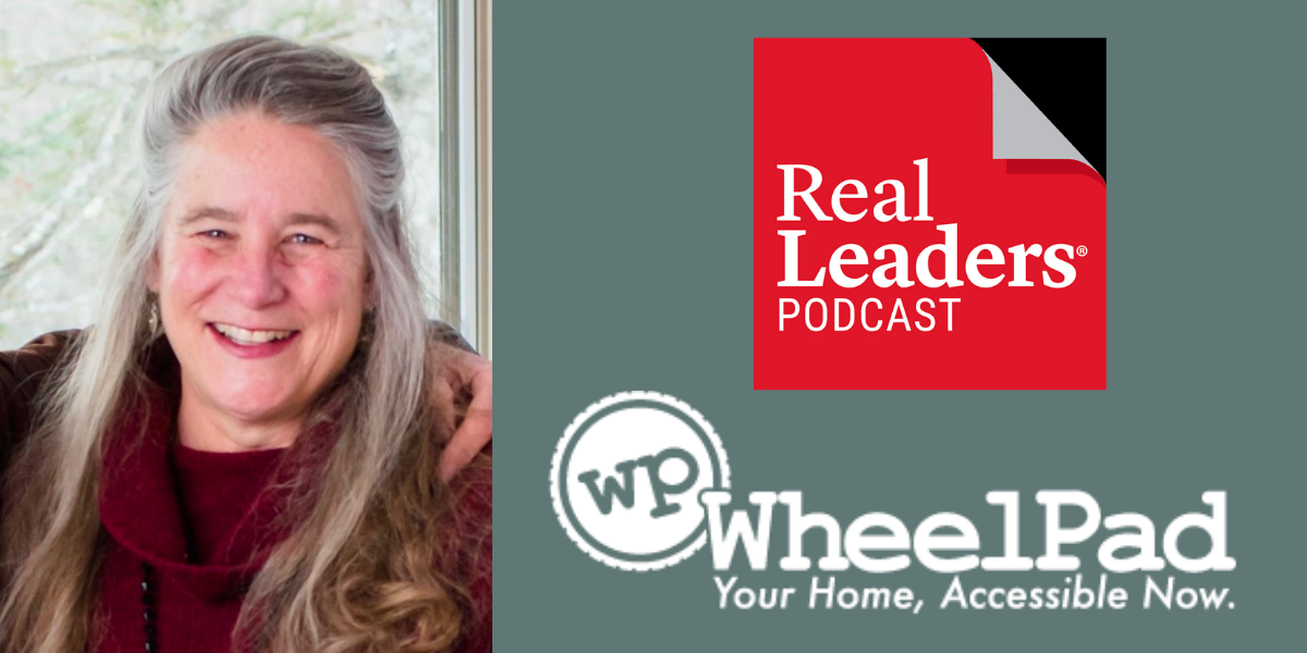 Photo of Julie Lineberger with Real Leaders podcast logo