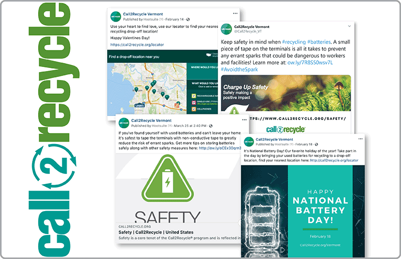 Social media examples for Call2Recycle