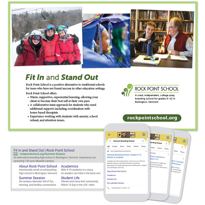 Rock Point School display ad and search ads