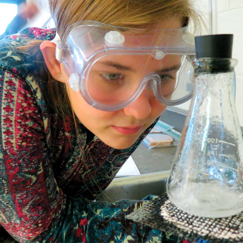 Rock Point School student in science class