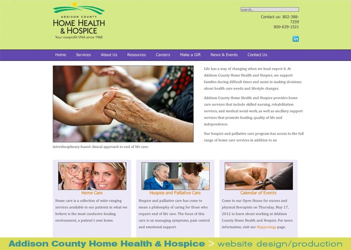 Digital Web Online_Addison County Home Health and Hospice_website design and production