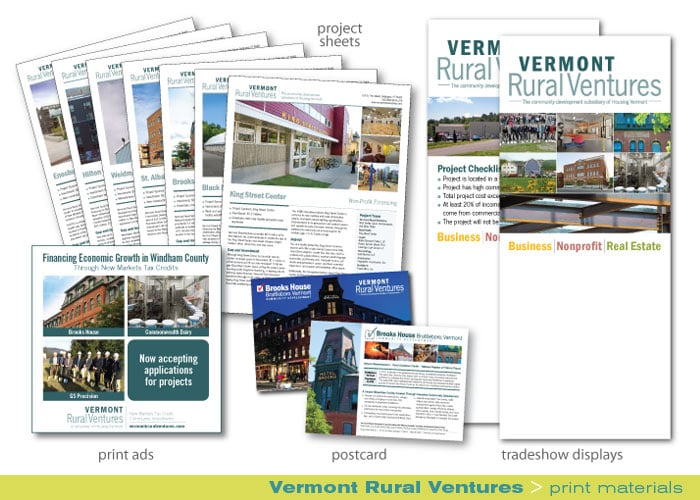 Print_Vermont Rural Ventures_print ads, porject sheets, tradeshow displays