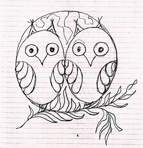 Two Owls in a Moon