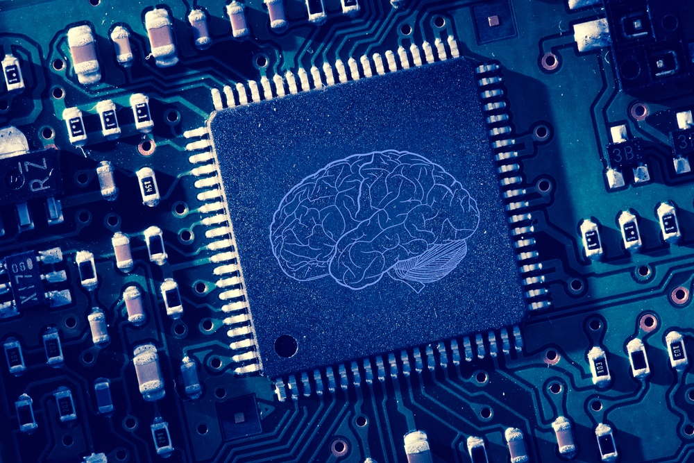 Printed brain on a circuit board to illustrate the framing effect